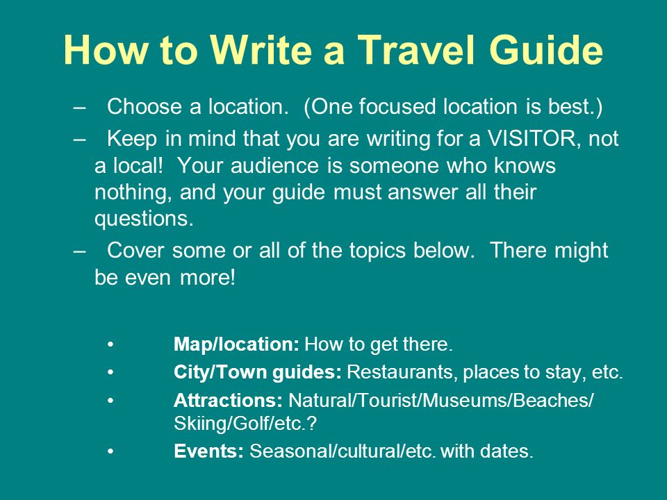 Writing a travel guide book